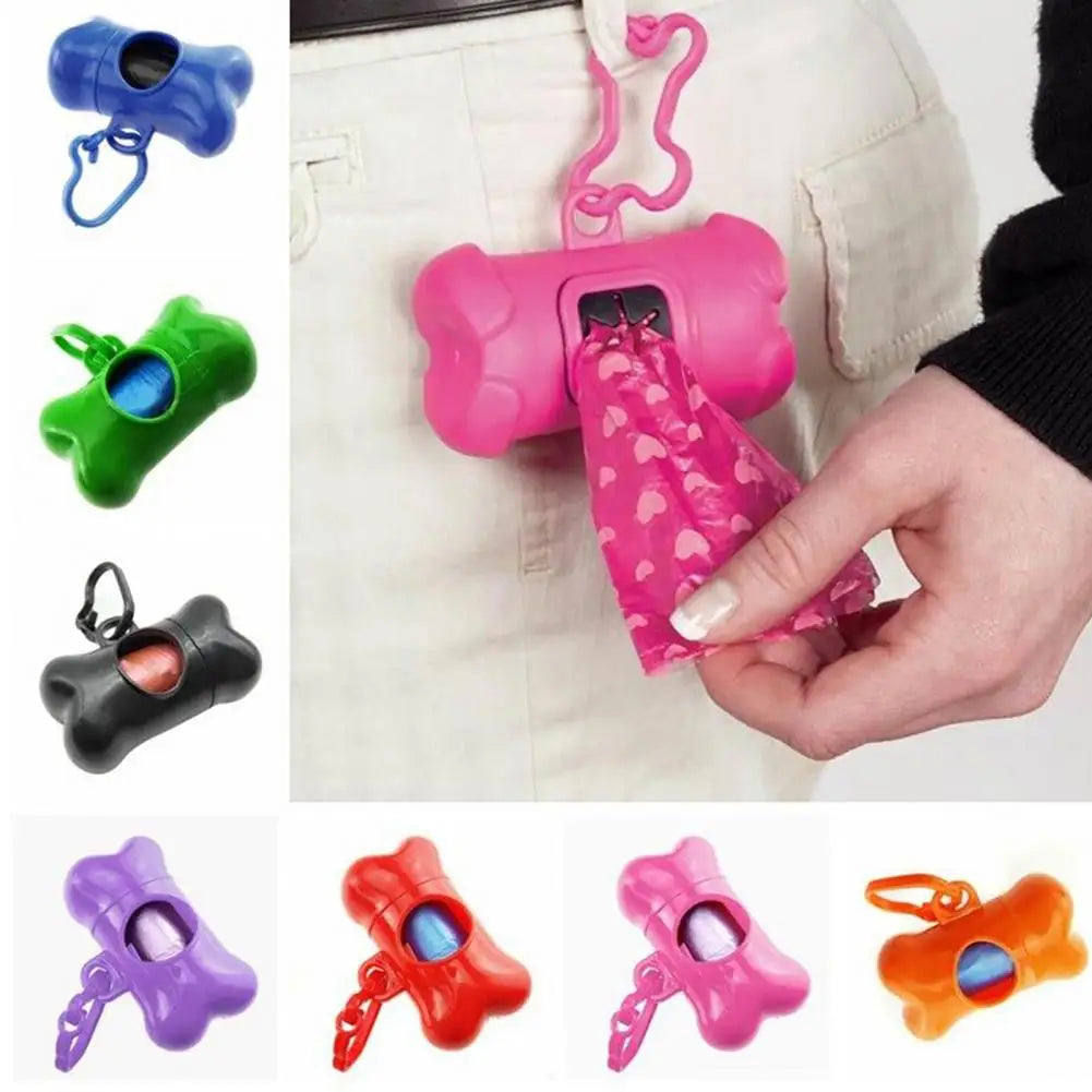 8*4Cm Clean-Up Bag Dispenser Bone Shape Outdoor Waste Bag Box with Plastic Clamp Poop Connection Holder Carrier for Walking Dog