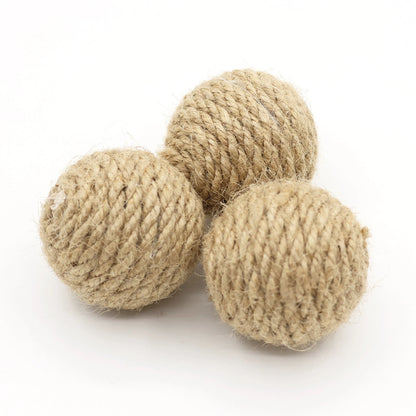 1 Pc Pet Cat Hemp Rope Ball Rolling Interactive Hand-Woven Cat Scratching Interactive Ball Sound Ball to Attract Attention Toy