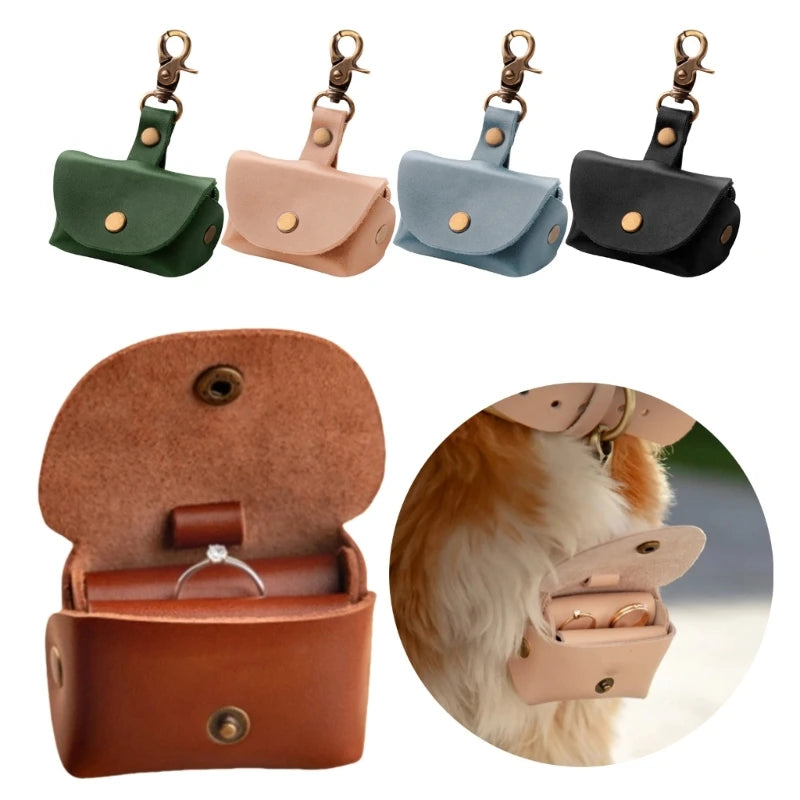 Portable Dog Collar Sturdy Pendant Leather Rings Holder Fashion Accessory for Special Occasions Daily Casual Use