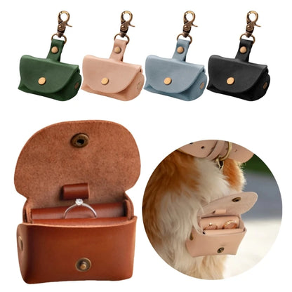 Portable Dog Collar Sturdy Pendant Leather Rings Holder Fashion Accessory for Special Occasions Daily Casual Use