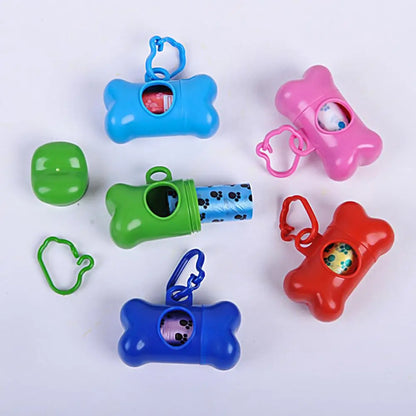 8*4Cm Clean-Up Bag Dispenser Bone Shape Outdoor Waste Bag Box with Plastic Clamp Poop Connection Holder Carrier for Walking Dog